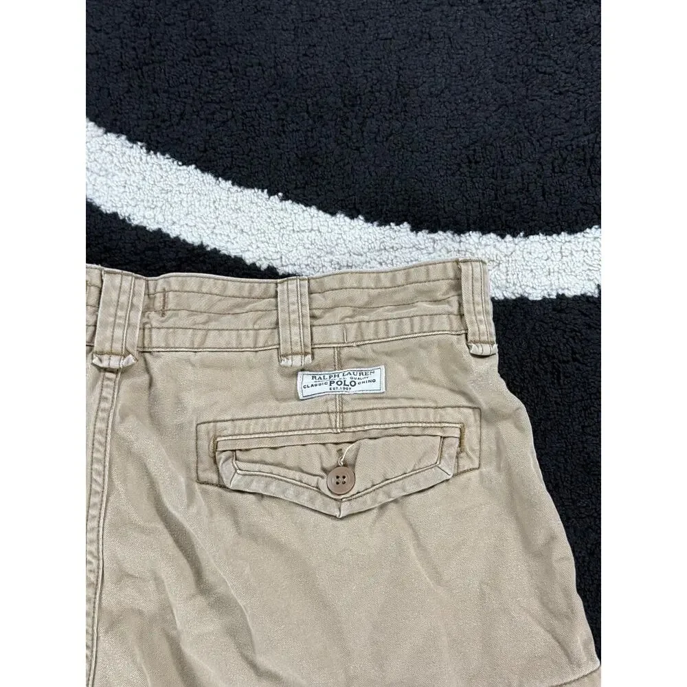 Polo Ralph Lauren Shorts Mens Size 36 Brown Military Cargo Utility Paratrooper
